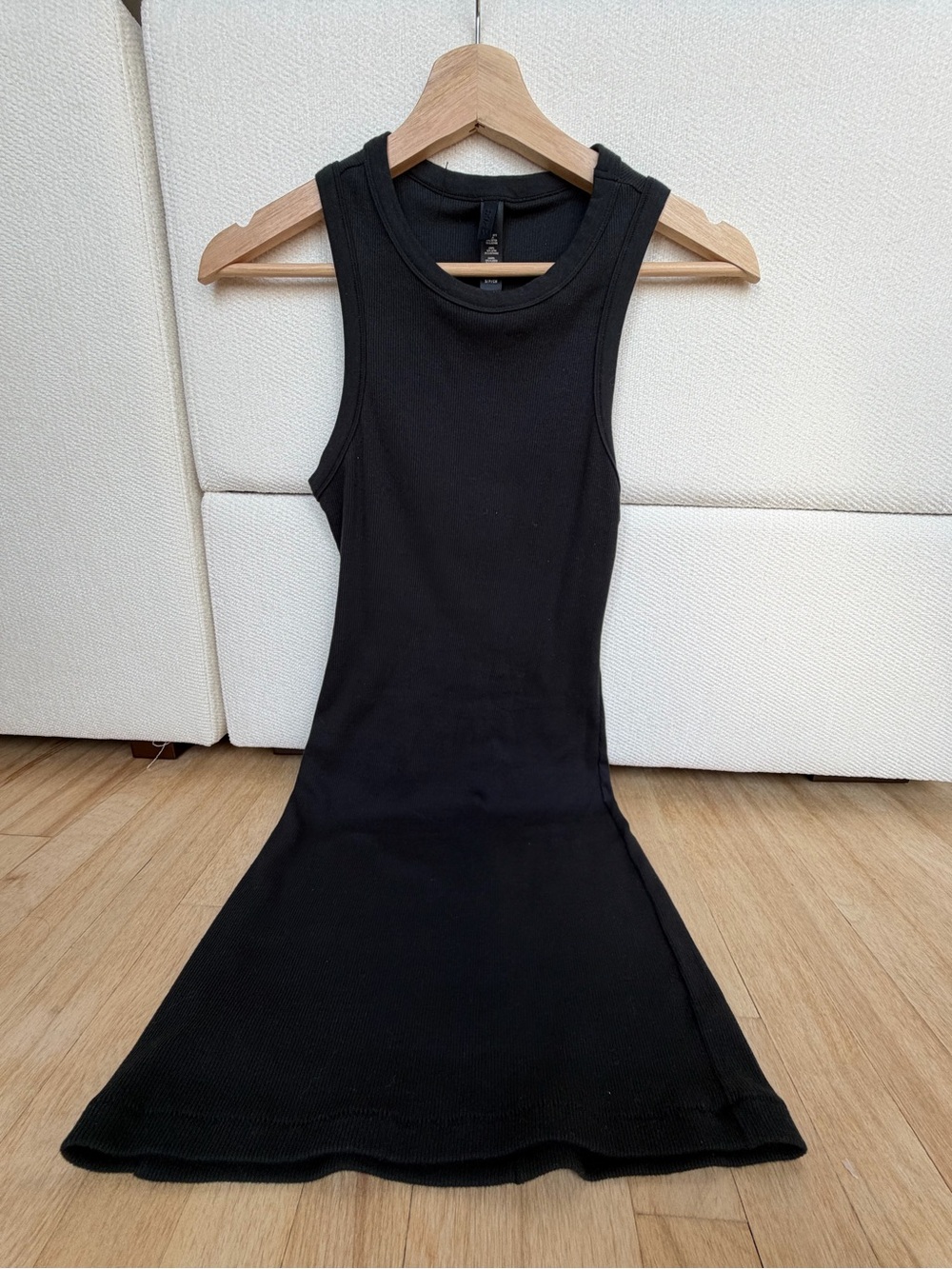 Skims Classic Black Sleeveless Rib-Knit Dress